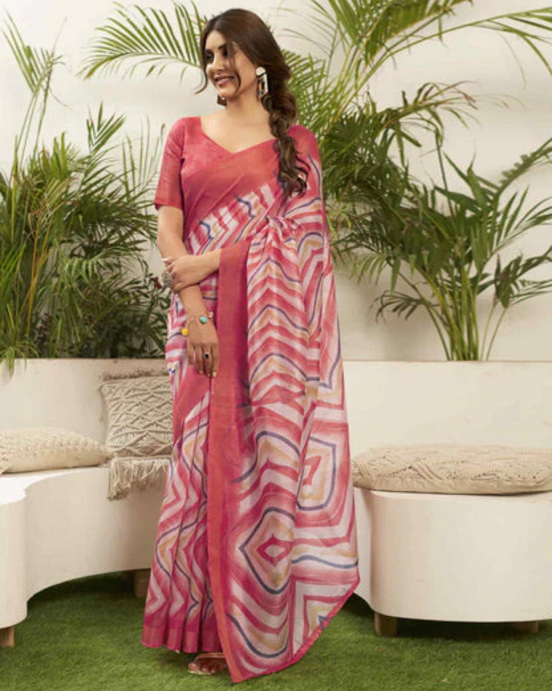 Rosy Charm - Handwoven Pink Cotton Saree