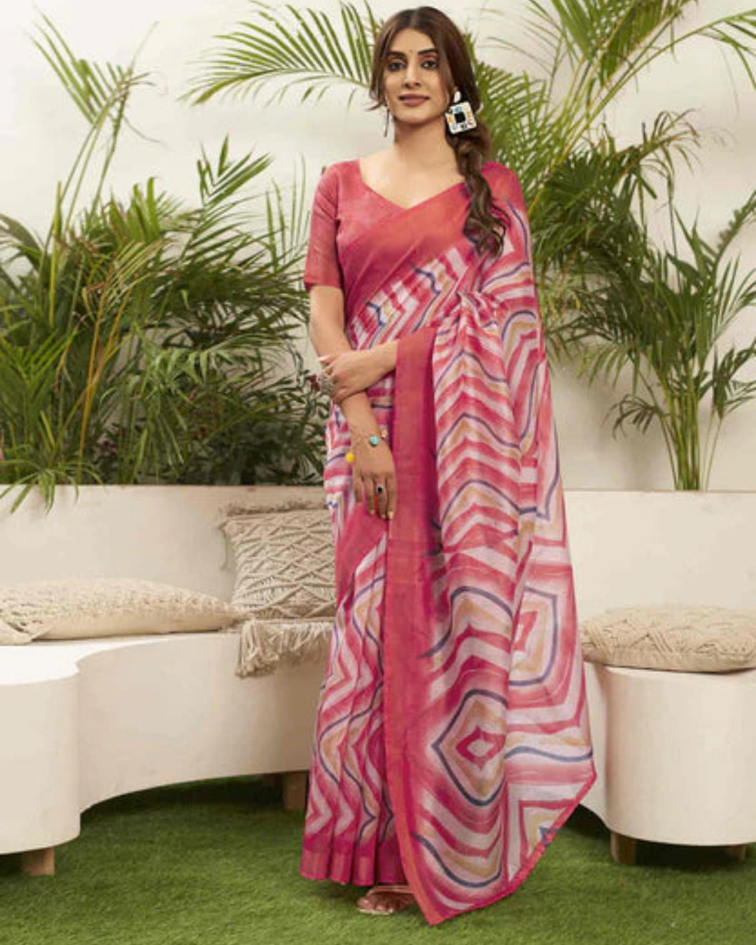 Rosy Charm - Handwoven Pink Cotton Saree