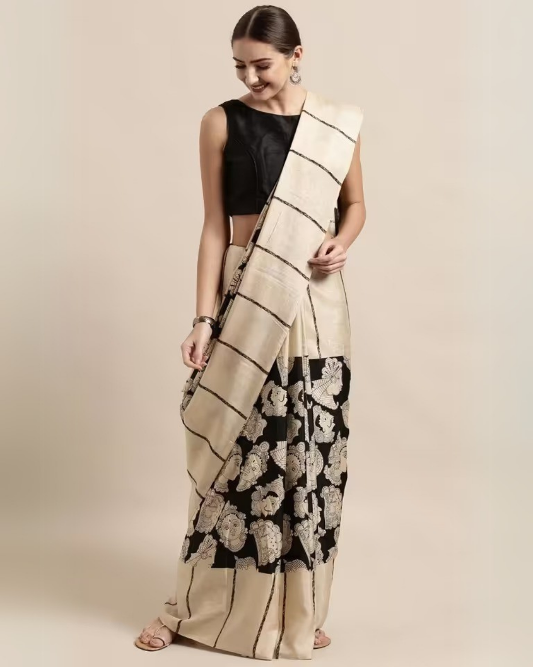 Ethereal Essence - Bone Chanderi Cotton Saree