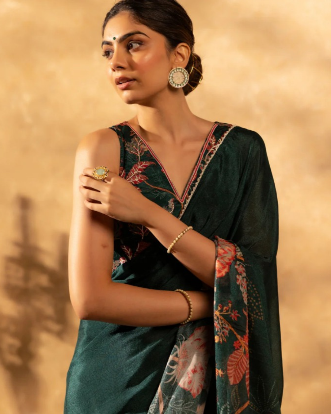 Verdant Grace - Green Chanderi Cotton Saree