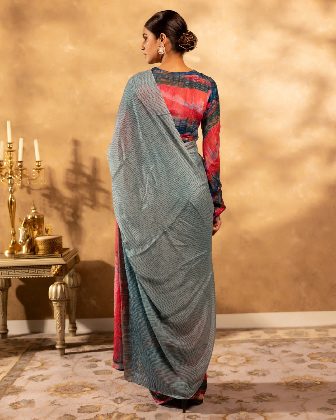 Granite Charm - Granite Gray Chanderi Cotton Saree
