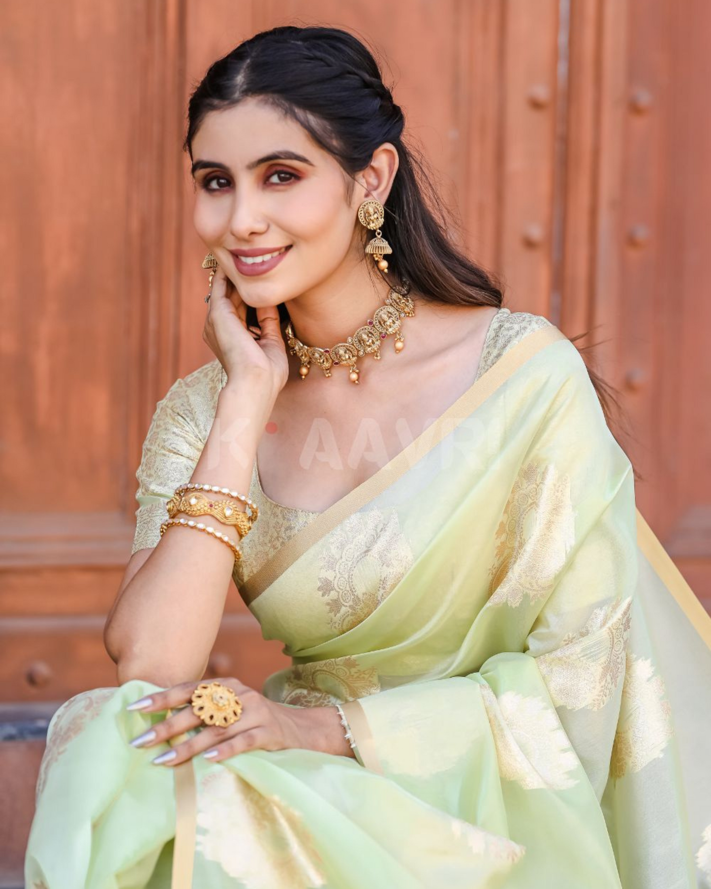 Ivory Charm - Dirty White Chanderi Jacquard Saree