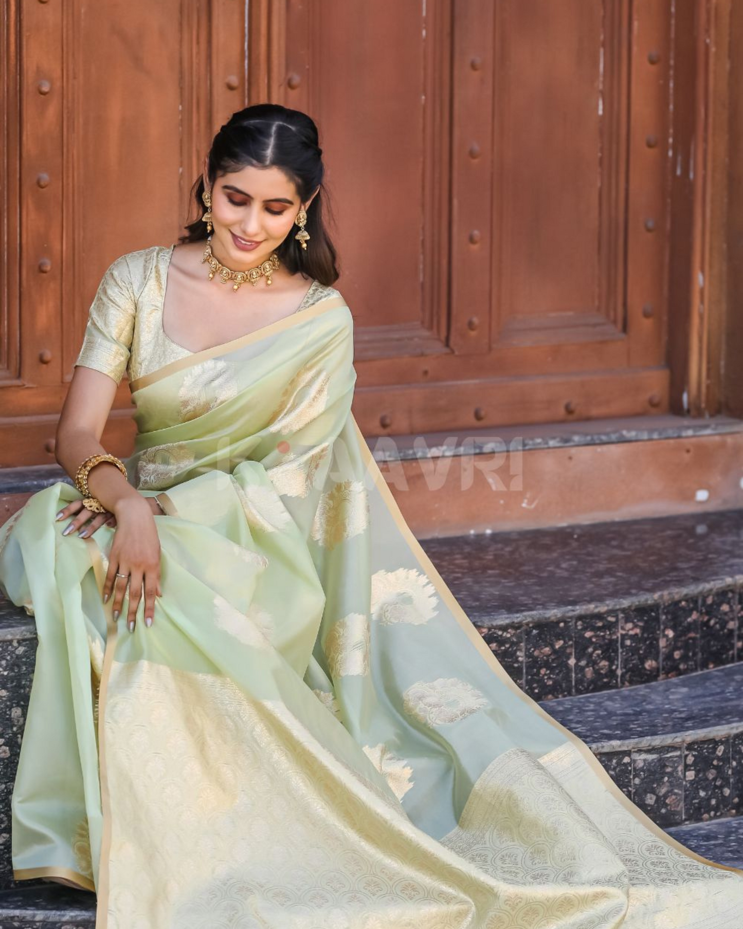 Ivory Charm - Dirty White Chanderi Jacquard Saree