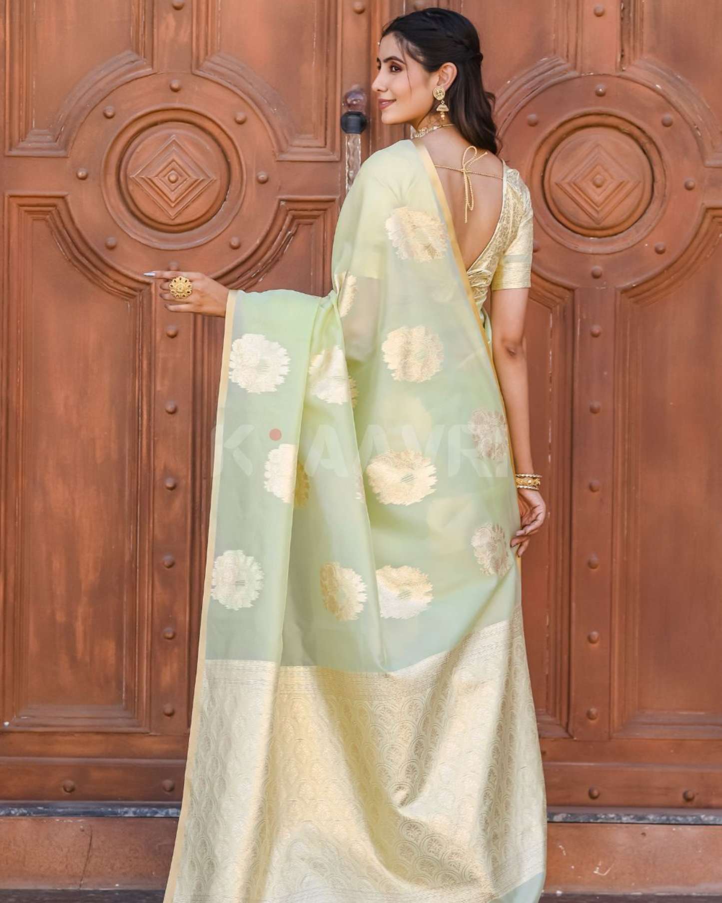 Ivory Charm - Dirty White Chanderi Jacquard Saree
