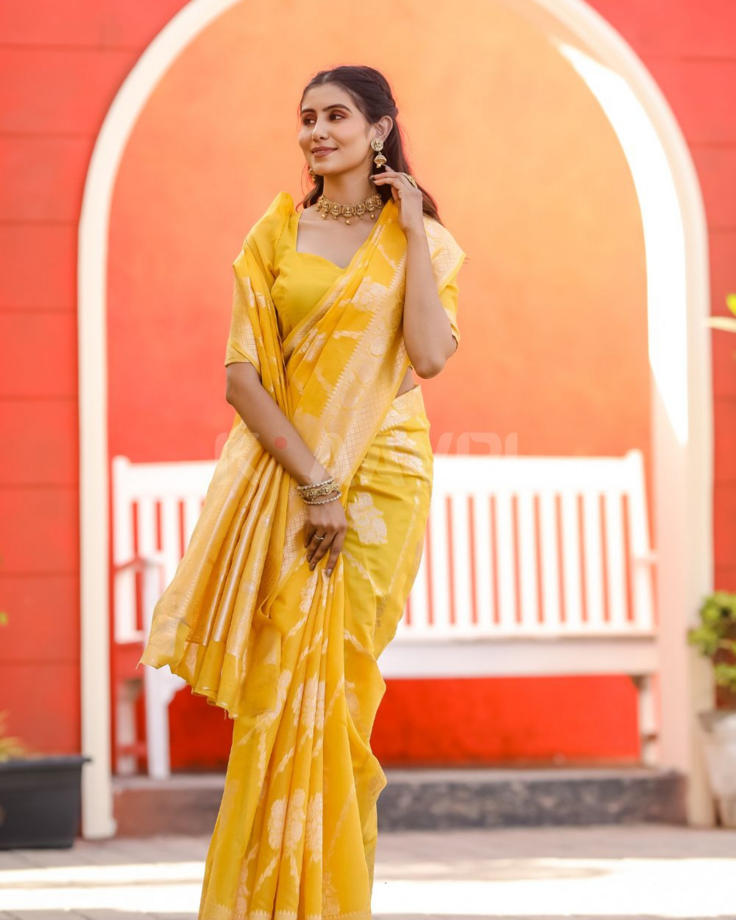 Golden Hour - Urobilin Chanderi Jacquard Saree