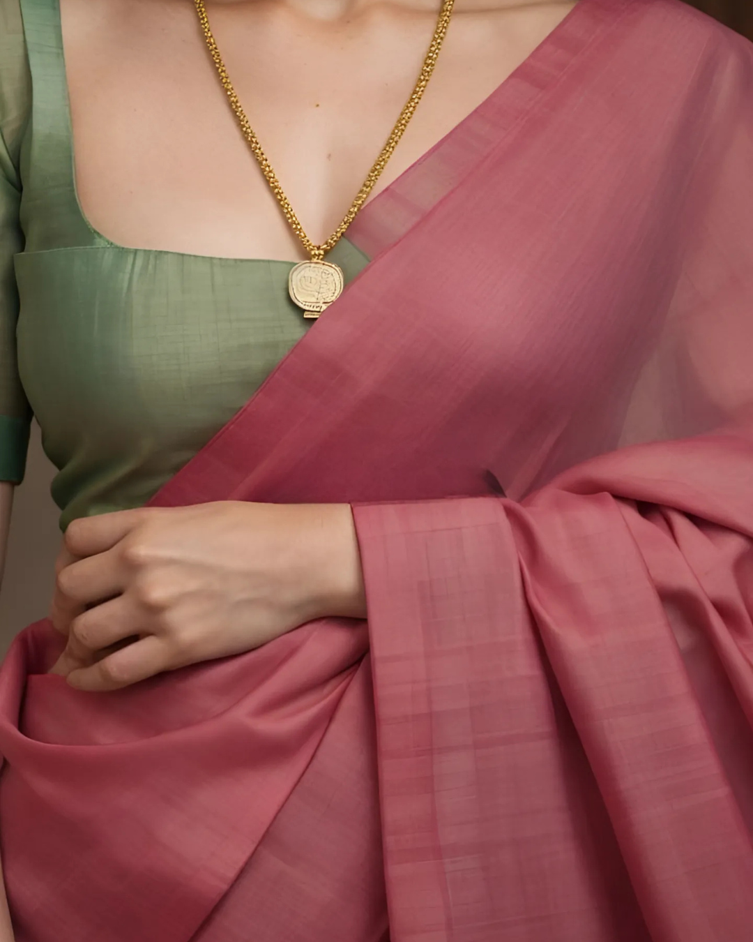 Burgundy Aura β Maroon Chanderi Cotton Silk Saree