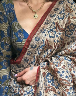 Artistic Bloom - Multicolor Chanderi Cotton Silk Saree