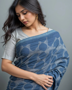 Blue Symphony - Soft Cotton Saree