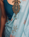 Sky Whisper - Chanderi Cotton Silk Saree in Serene Blue