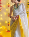 Golden Harmony - Cream & Yellow Chanderi Cotton Silk Saree with Contrast Border