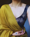 Olive Grandeur - Chanderi Cotton Silk Saree with Blouse