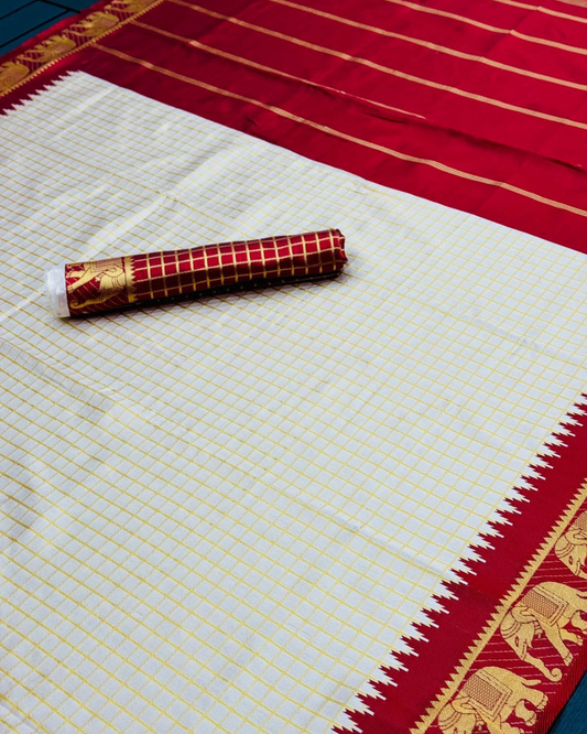 Luxe Weave - Soft Lichi Silk Saree with Jacquard Design
