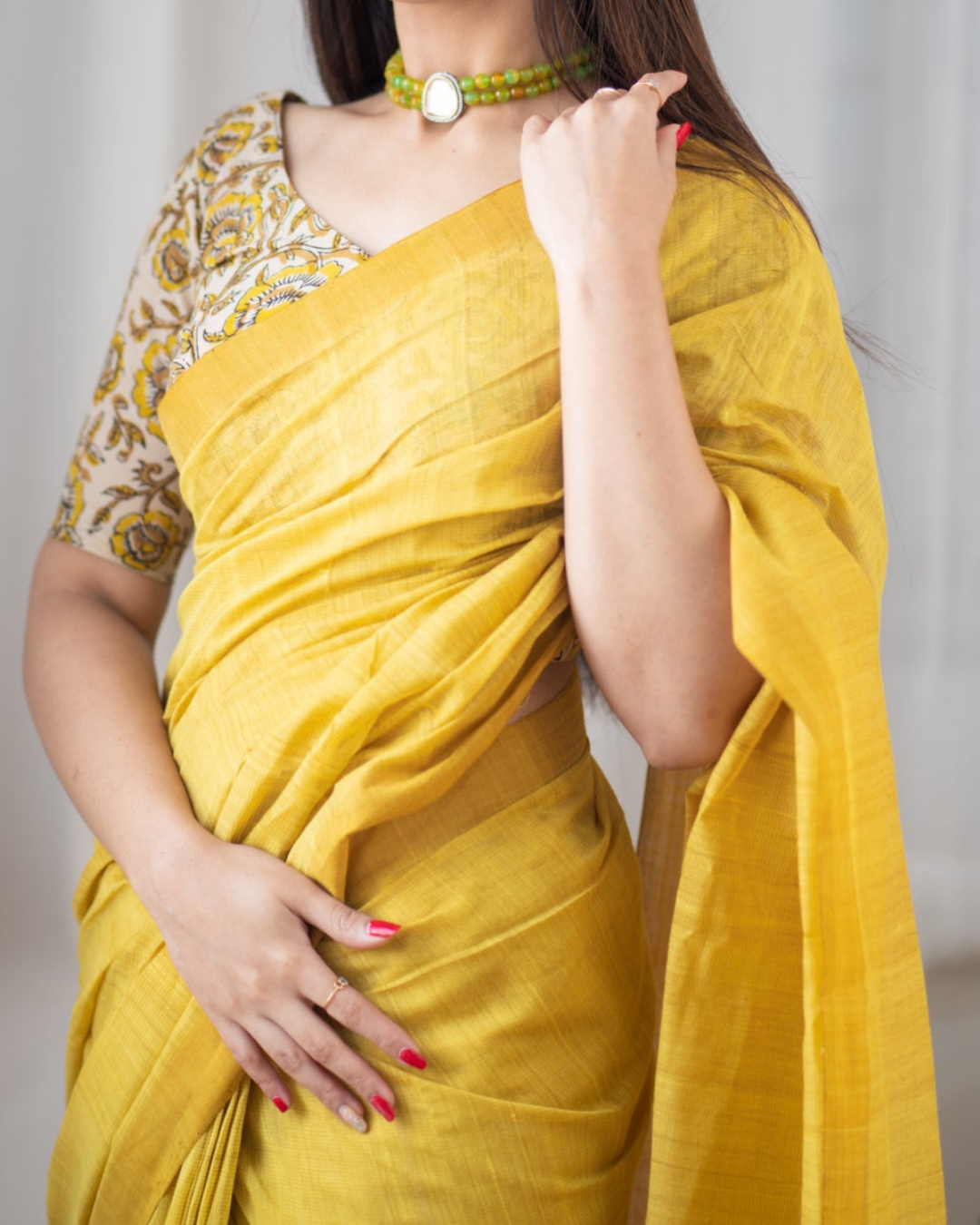 Golden Glow - Rich Yellow Chanderi Cotton Saree