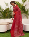 Scarlet Opulence - Vibrant Red Handloom Cotton Saree