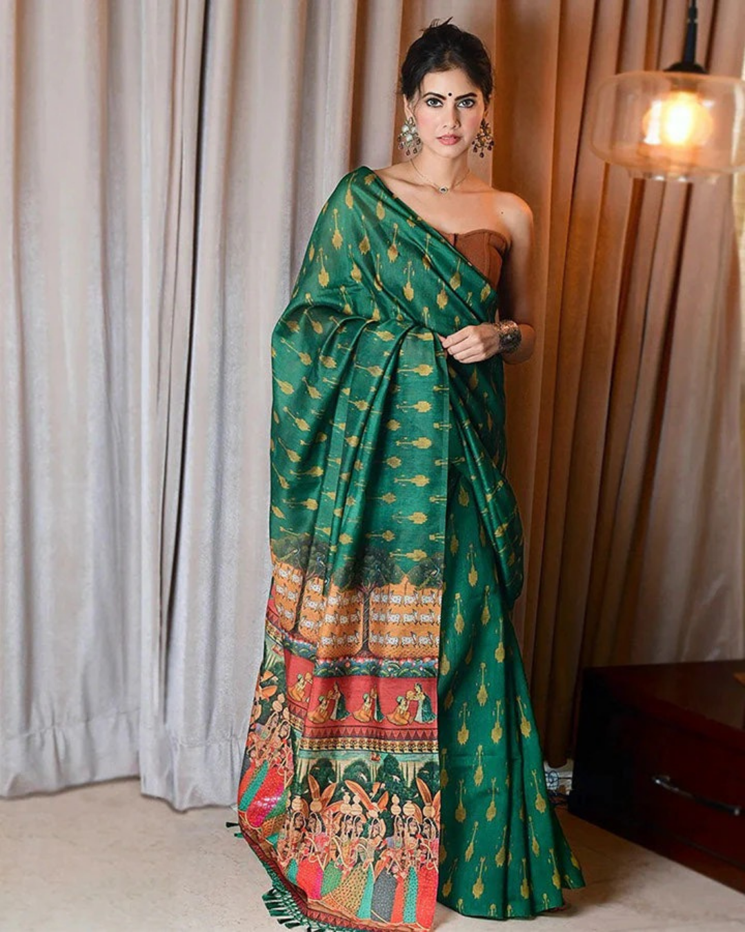 Emerald Grace - Green Chanderi Cotton Saree