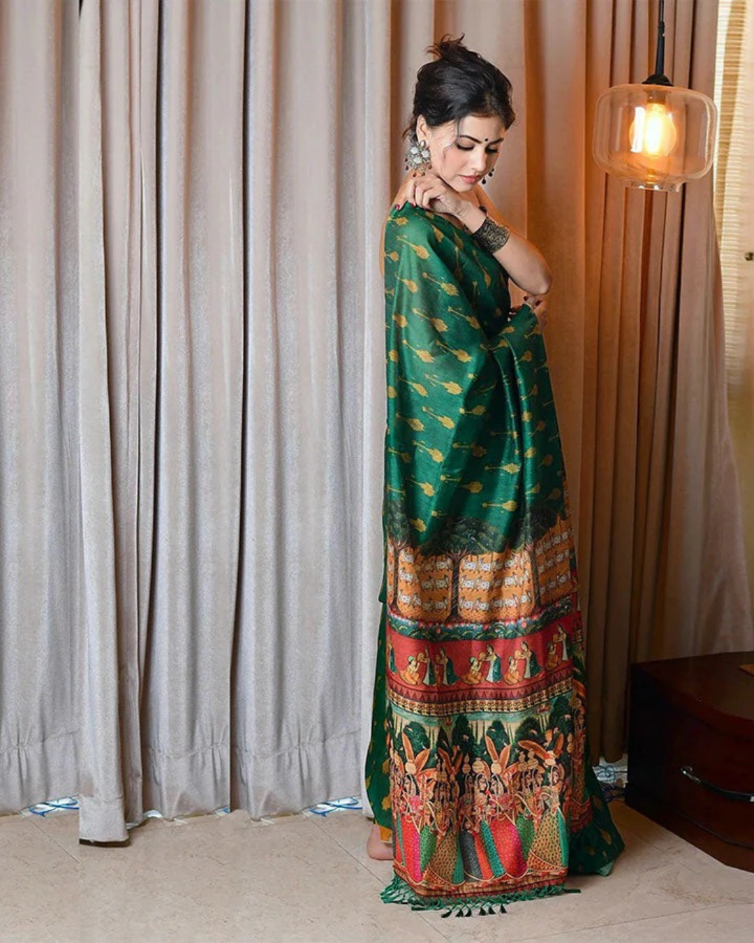 Emerald Grace - Green Chanderi Cotton Saree