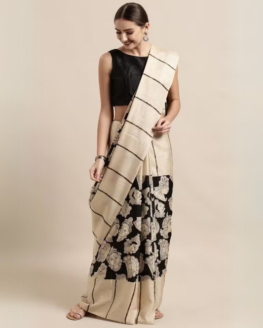 Ethereal Essence - Bone Chanderi Cotton Saree