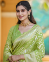 Forest Muse - Moss Green Chanderi Jacquard Saree