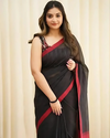 Midnight Muse – Black Mangalagiri Handloom Cotton Saree