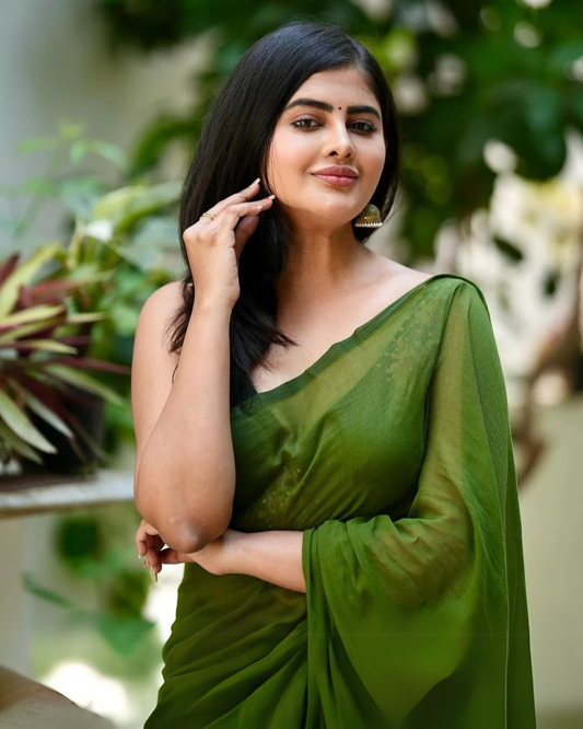 Olive Grace - Elegant Chanderi Cotton Saree